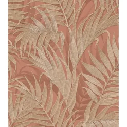 Dutch Wallcoverings - Grace Tropical palm leaf brown/gold - GR322106