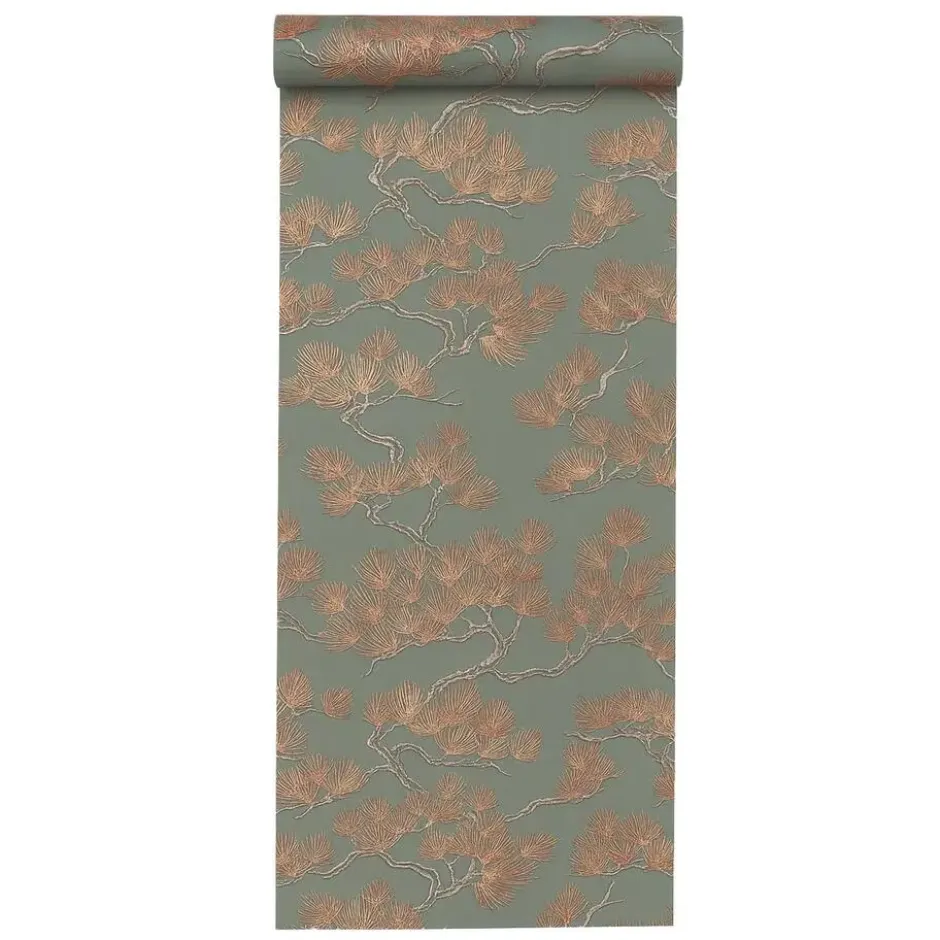 Dutch Wallcoverings Vliesbehang Wall Fabric pine tree - groen - 10,05m x 53cm