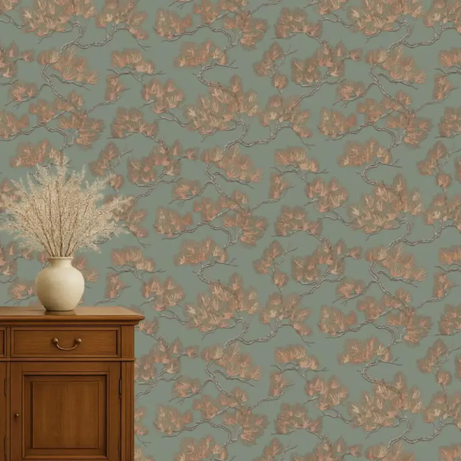 Dutch Wallcoverings Vliesbehang Wall Fabric pine tree - groen - 10,05m x 53cm