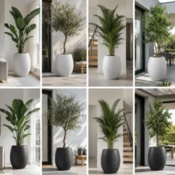 EDA Bloempot / plantenpot Graphit - antraciet - D50 x H60 cm