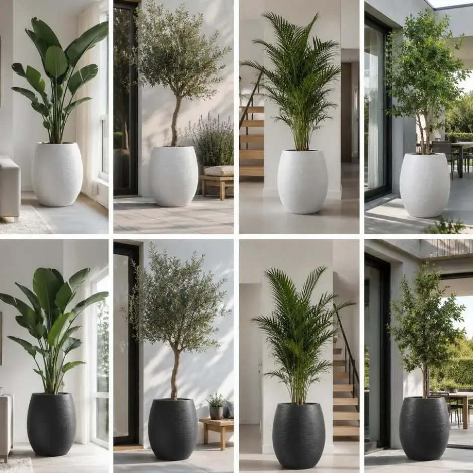 EDA Bloempot / plantenpot Graphit - antraciet - D50 x H60 cm