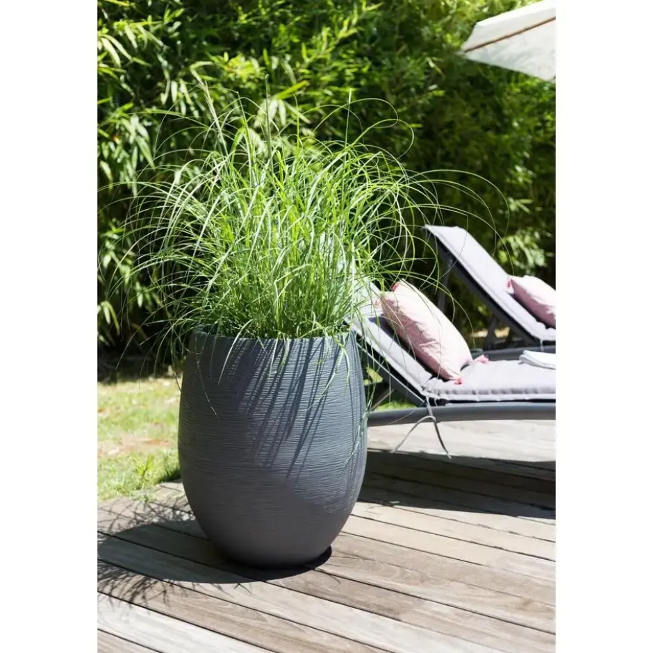 EDA Bloempot / plantenpot Graphit - antraciet - D50 x H60 cm