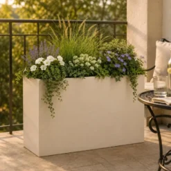 EDA Bloempot / plantenpot Volcano - creme wit - 79 x 30 x 60 cm