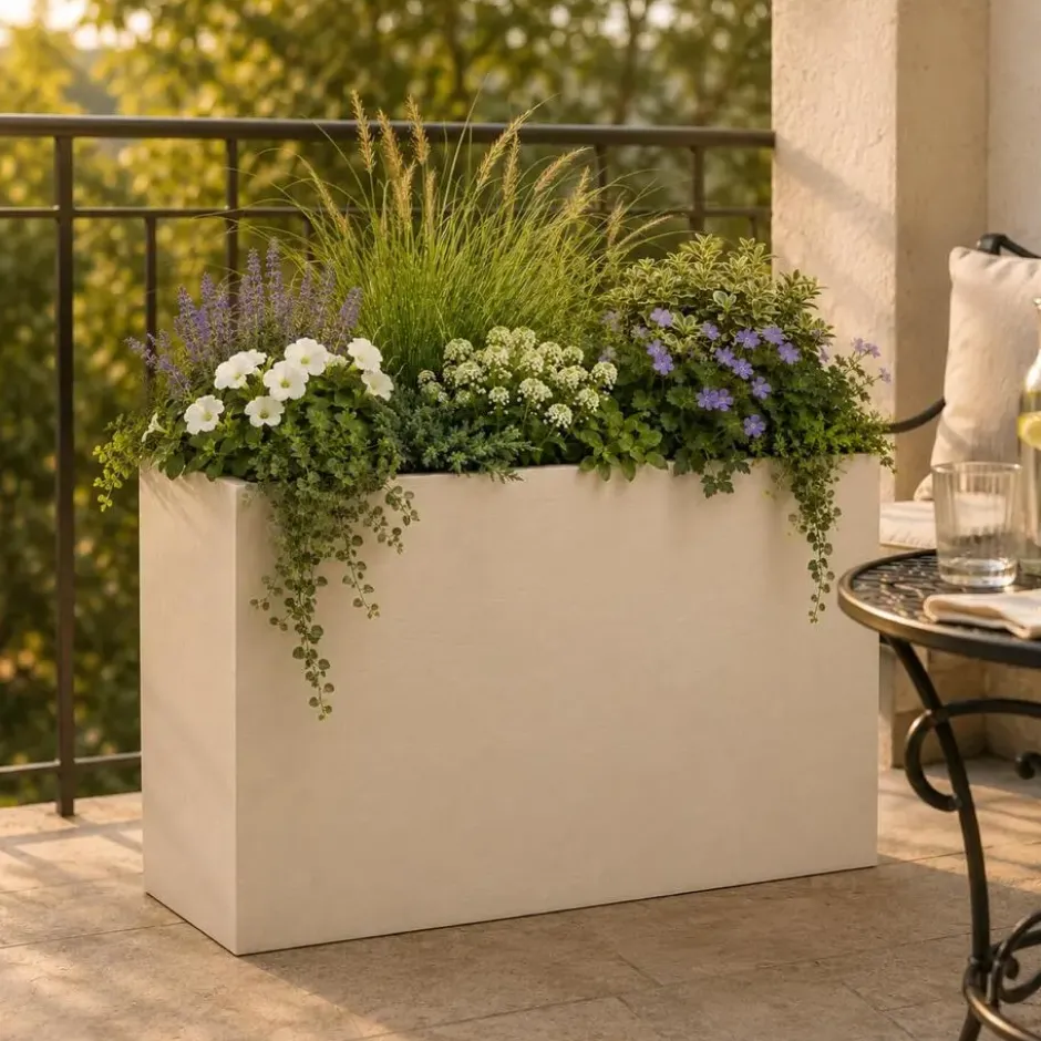EDA Bloempot / plantenpot Volcano - creme wit - 79 x 30 x 60 cm