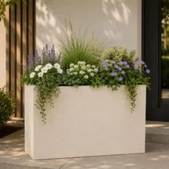 EDA Bloempot / plantenpot Volcano - creme wit - 79 x 30 x 60 cm