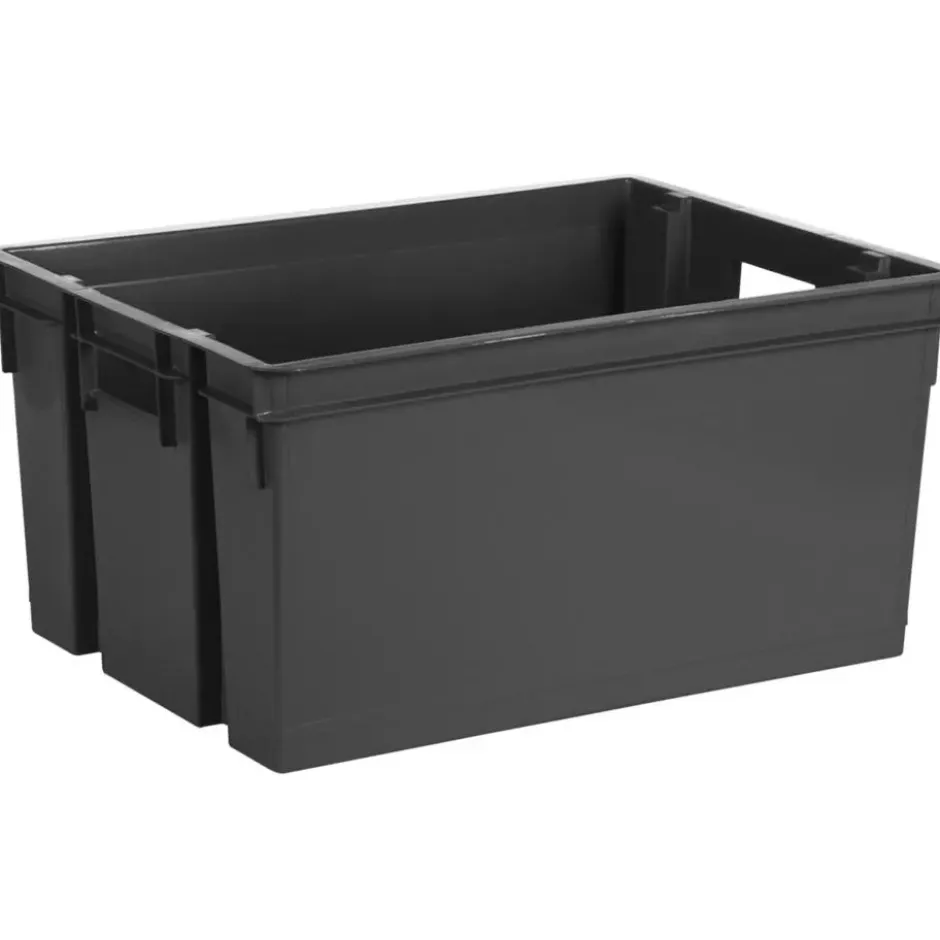EDA Opbergkrat 50L - zwart - kunststof - 56 x 41 x 29 - stapelbaar/nestbaar