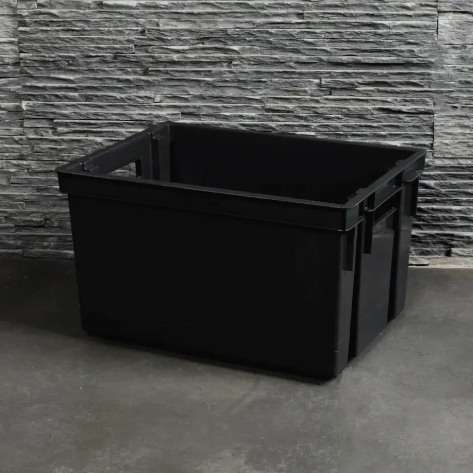 EDA Opbergkrat 20L - zwart - kunststof - 39x29x23cm - stapelbaar