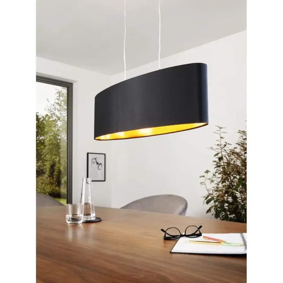 EDI lightMaserlo-Hanglamp-2Lichts-78cm- Zwart,Goud