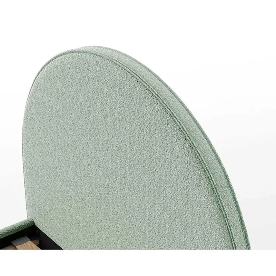 Eenpersoonsbed Maeva - 212x97x107 cm - Groene bouclé stof