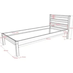 Eenpersoonsbed Pino 90x200cm - massief dennenhout - wit