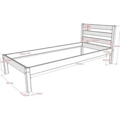 Eenpersoonsbed Pino 90x200cm - massief dennenhout - wit