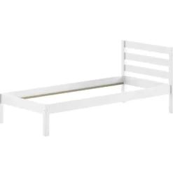 Eenpersoonsbed Pino 90x200cm - massief dennenhout - wit