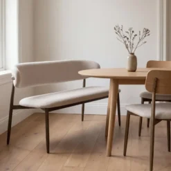 Eetkamerbank Beige/Brons - 160x55x77cm - Alexia