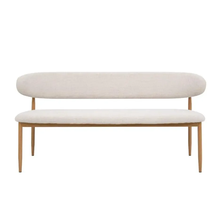 Eetkamerbank Beige/Naturel - Zithoogte 47cm - 160x55x77cm - Alexia