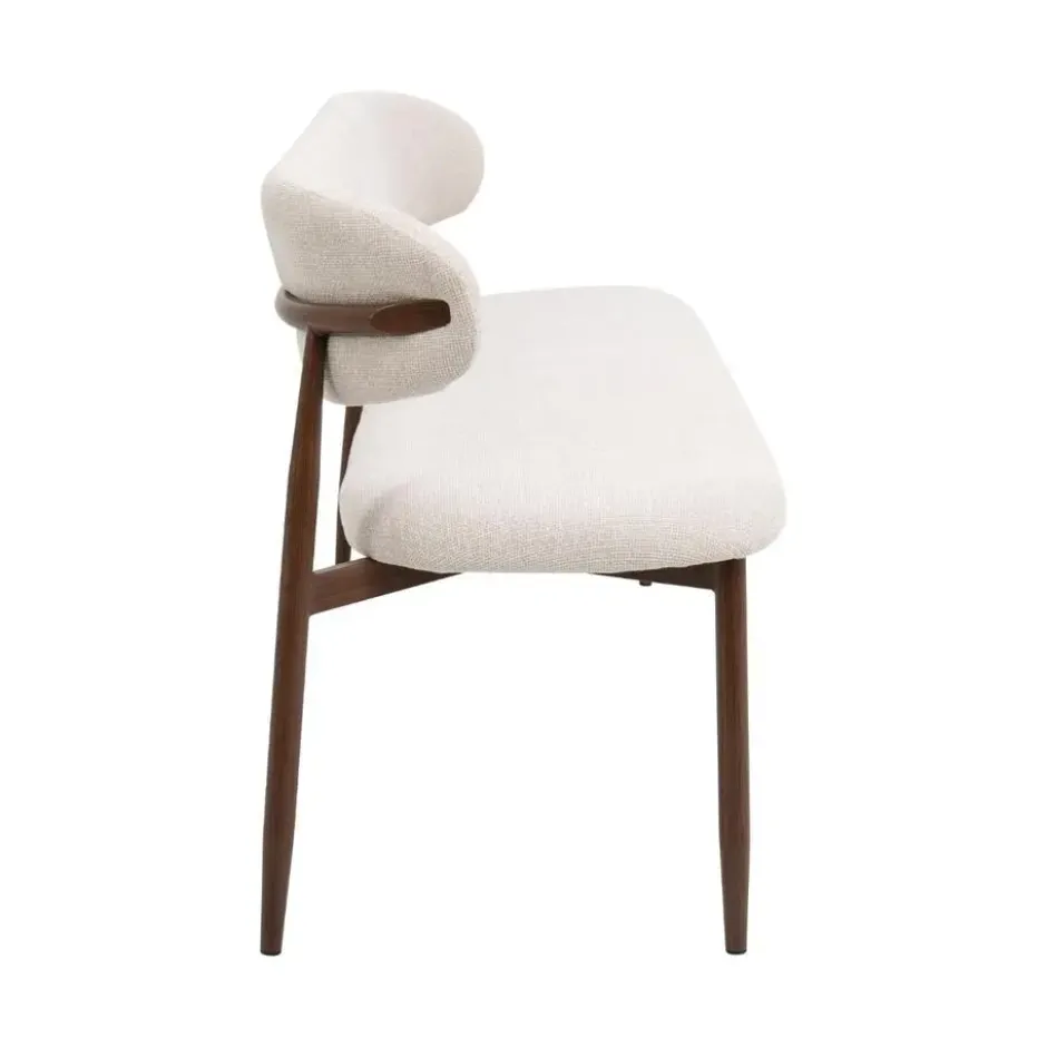 Eetkamerbank - Beige/Walnoot - 200x55x77cm - Alexia