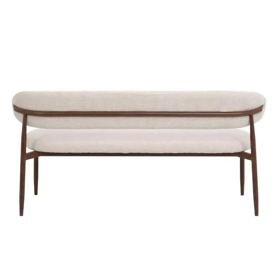 Eetkamerbank - Beige/Walnoot - 200x55x77cm - Alexia