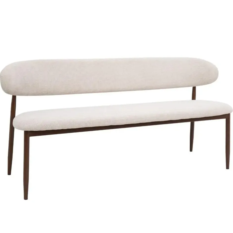 Eetkamerbank - Beige/Walnoot - 200x55x77cm - Alexia