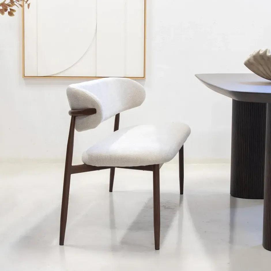 Eetkamerbank - Beige/Walnoot - 200x55x77cm - Alexia