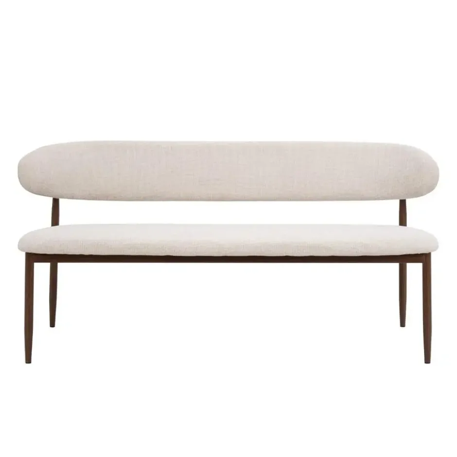 Eetkamerbank - Beige/Walnoot - 180x55x77cm - Alexia