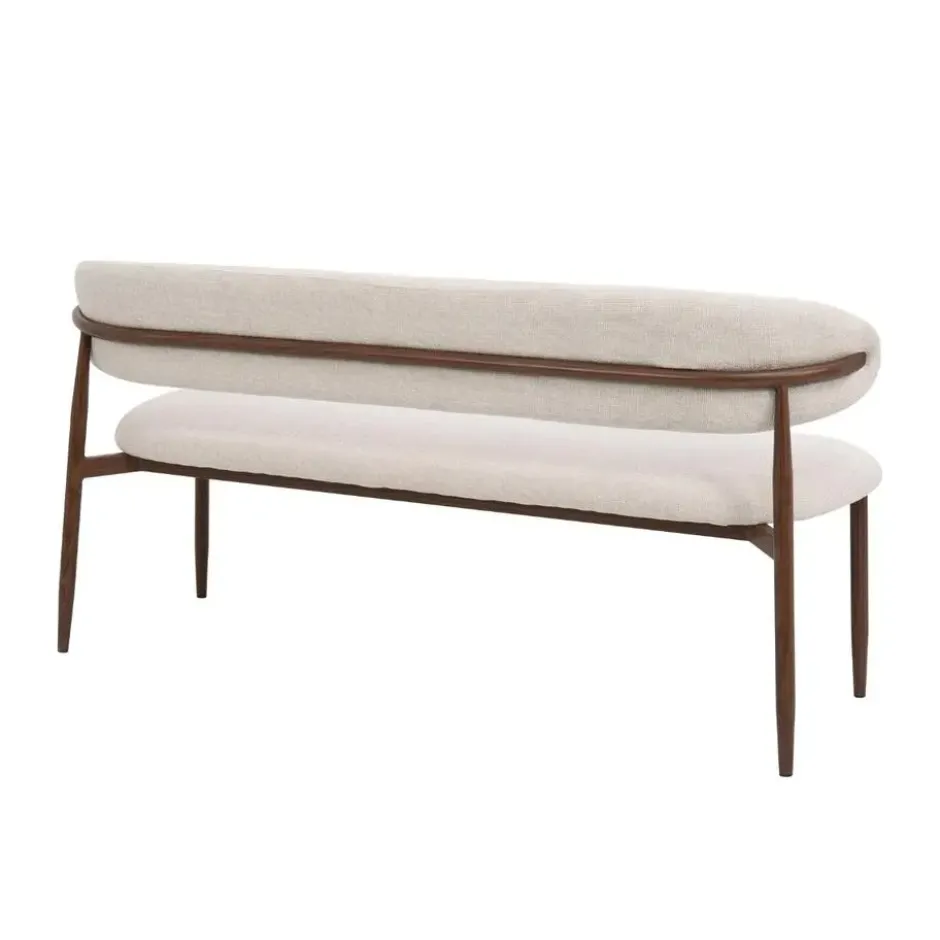 Eetkamerbank - Beige/Walnoot - 160x55x77cm - Alexia