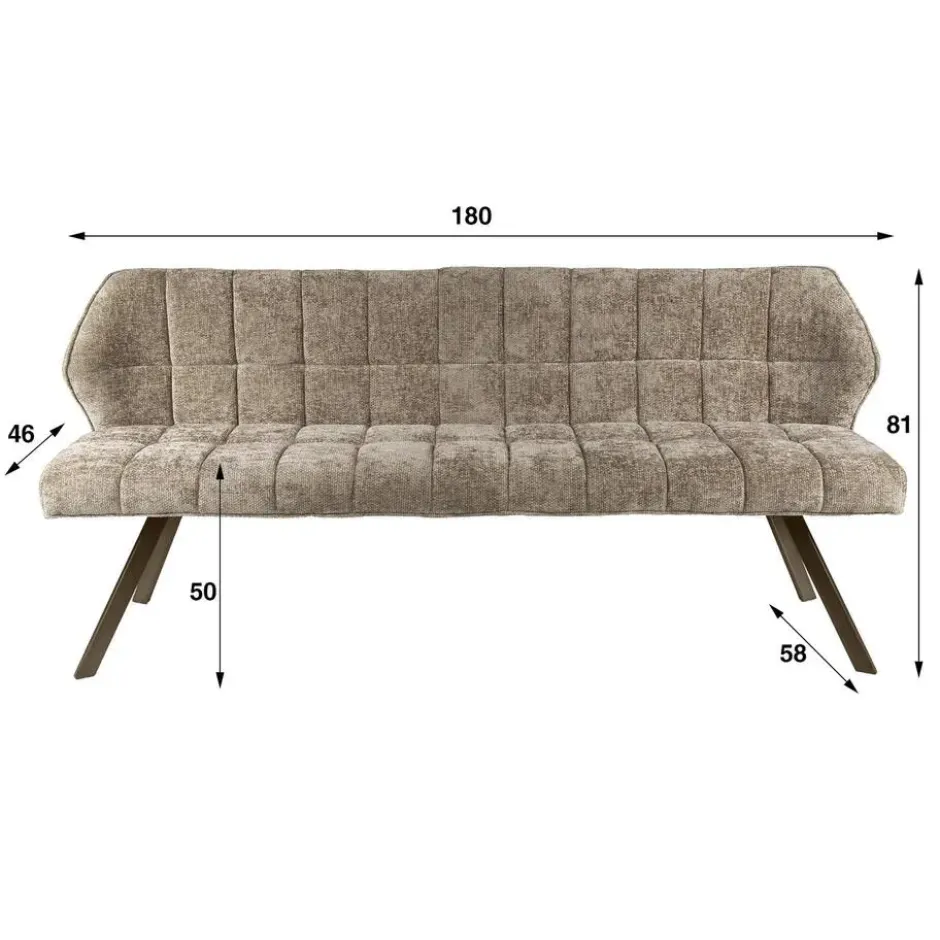 Eetkamerbank Champagne/Bruin - 180x60x80cm - Raster