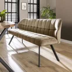 Eetkamerbank Champagne Velvet - Metalen Onderstel