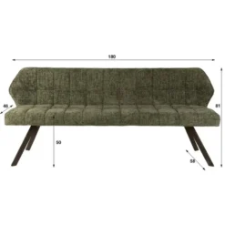 Eetkamerbank Groen - 180x60x80cm - Raster