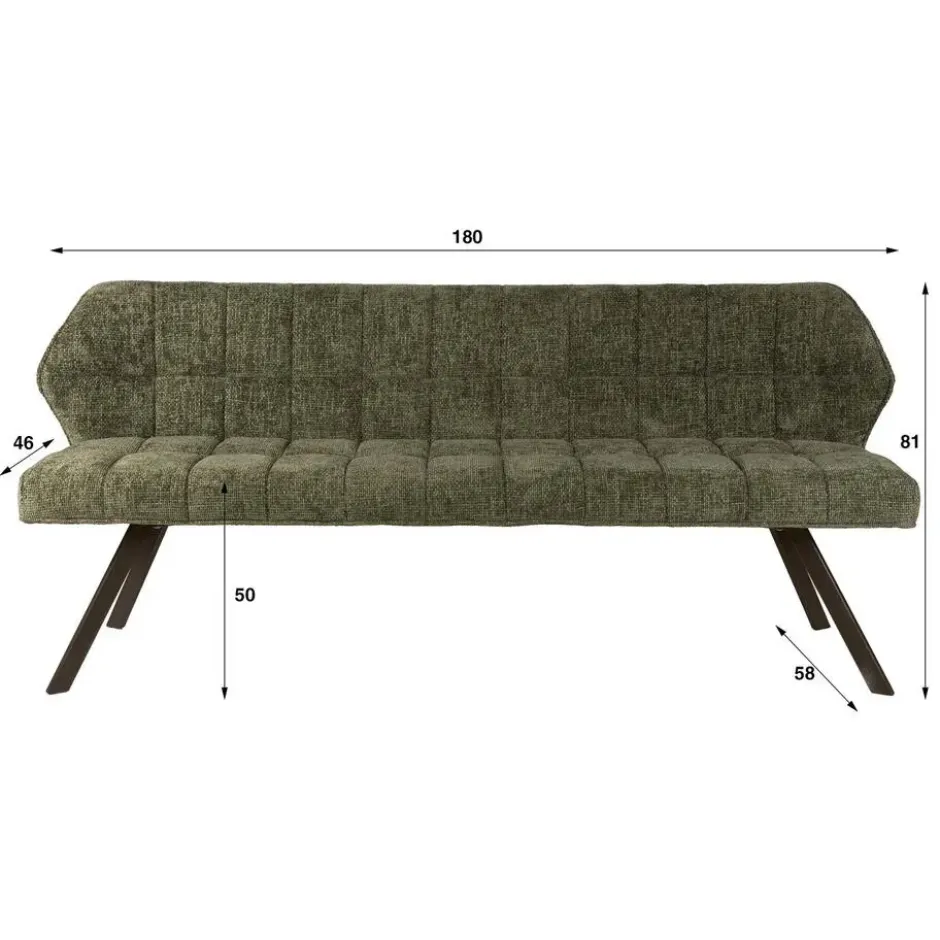 Eetkamerbank Groen - 180x60x80cm - Raster
