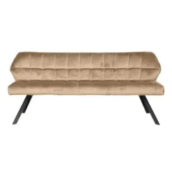 Eetkamerbank Lino Velvet Stof Champagne 180 cm Geblokt