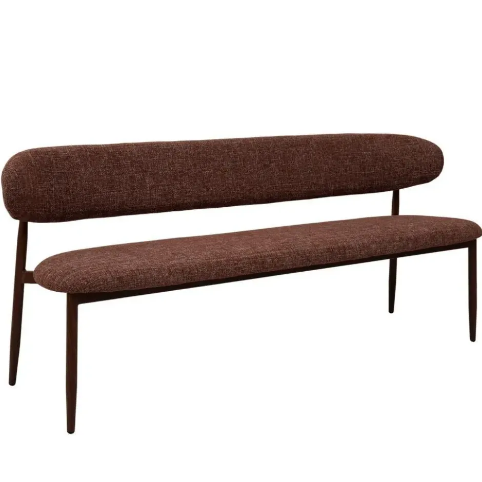Eetkamerbank Stof - Rood/Walnoot - 160cm - Alexia