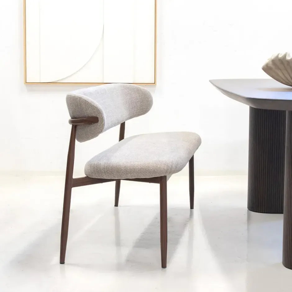 Eetkamerbank - Taupe/Walnoot - 180x55x77cm - Alexia