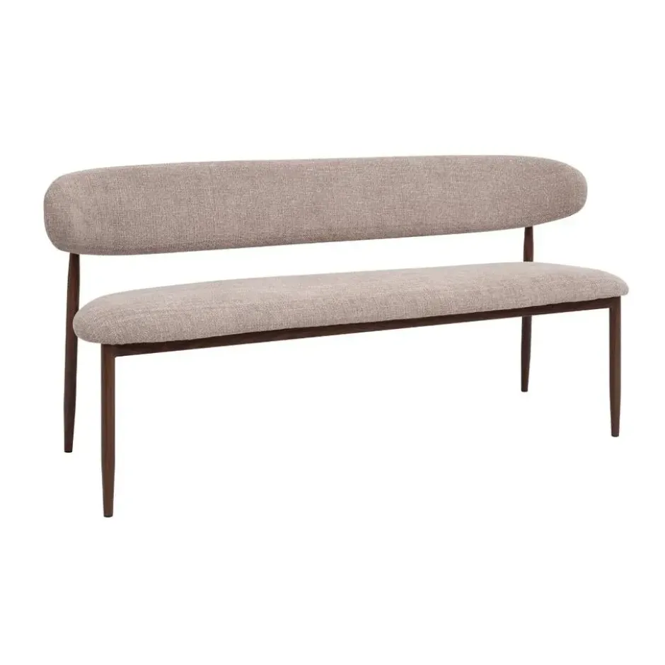 Eetkamerbank - Taupe/Walnoot - 160x55x77cm - Alexia