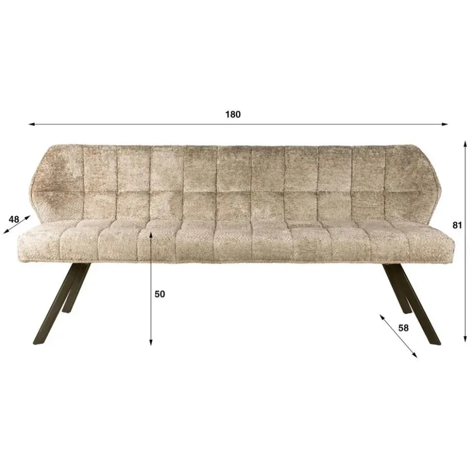 Eetkamerbank Zand/Bruin - 180x60x80cm - Raster