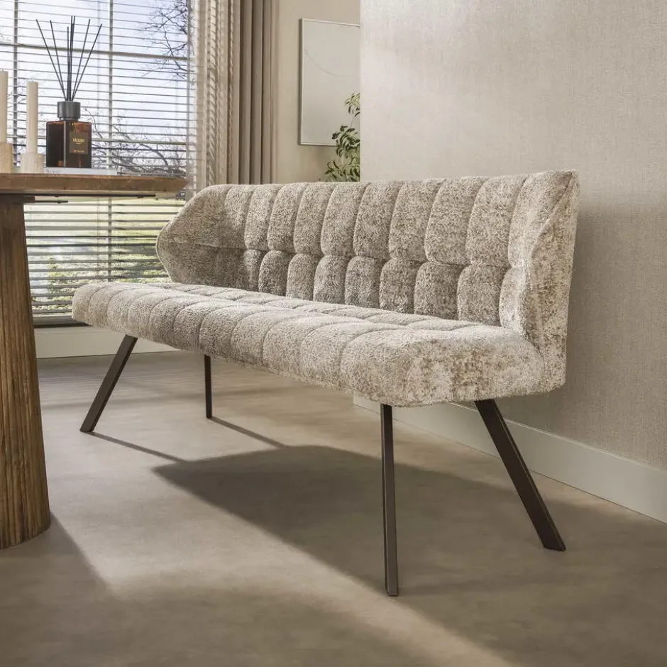 Eetkamerbank Zand/Bruin - 180x60x80cm - Raster