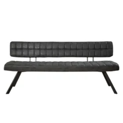 Eetkamerbank Zwart Kunstleer - 180cm - Kruisstiksel