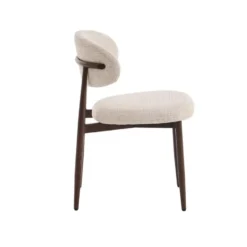 Eetkamerstoelen Celia Beige Walnoot Santi Set van 4