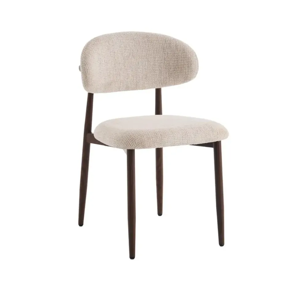 Eetkamerstoelen Celia Beige Walnoot Santi Set van 4
