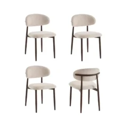Eetkamerstoelen Celia Beige Walnoot Santi Set van 4