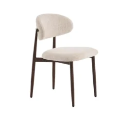 Eetkamerstoelen Celia Beige Walnoot Santi Set van 4