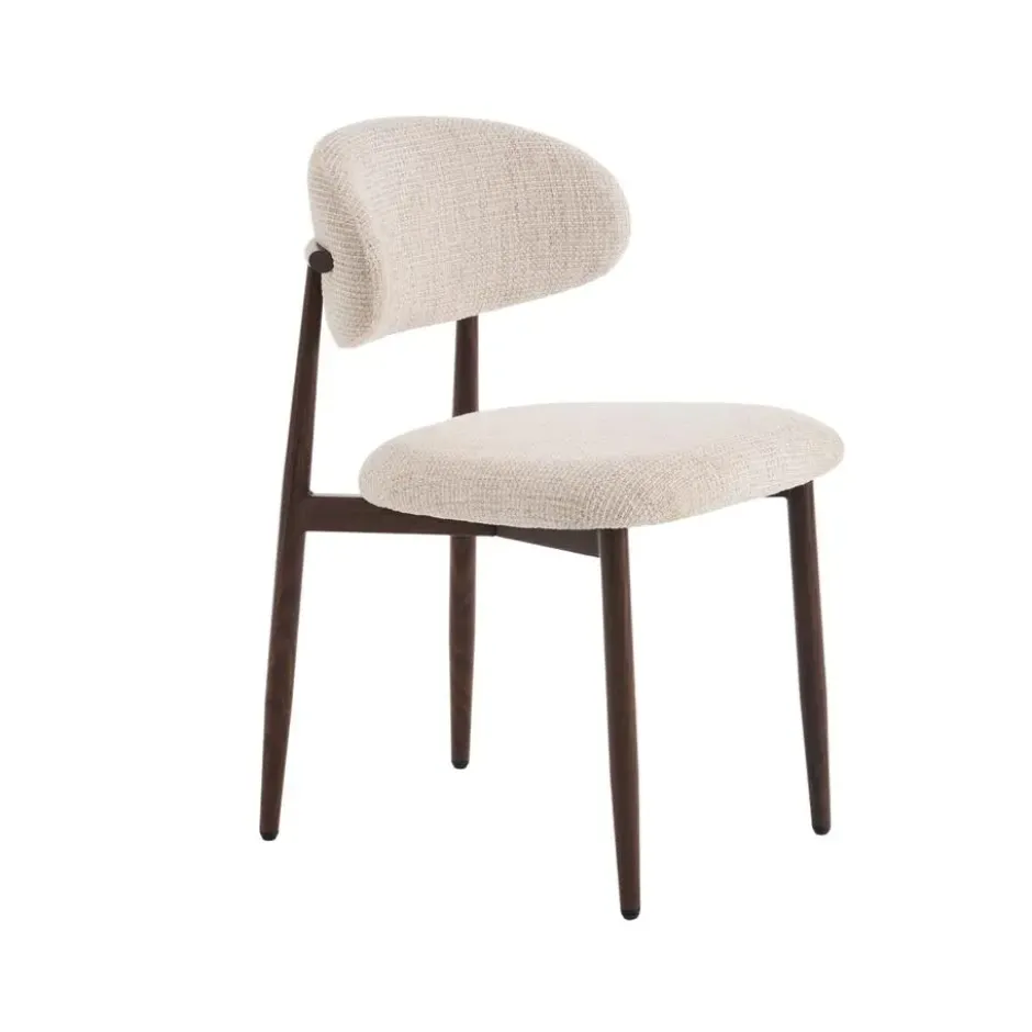 Eetkamerstoelen Celia Beige Walnoot Santi Set van 4