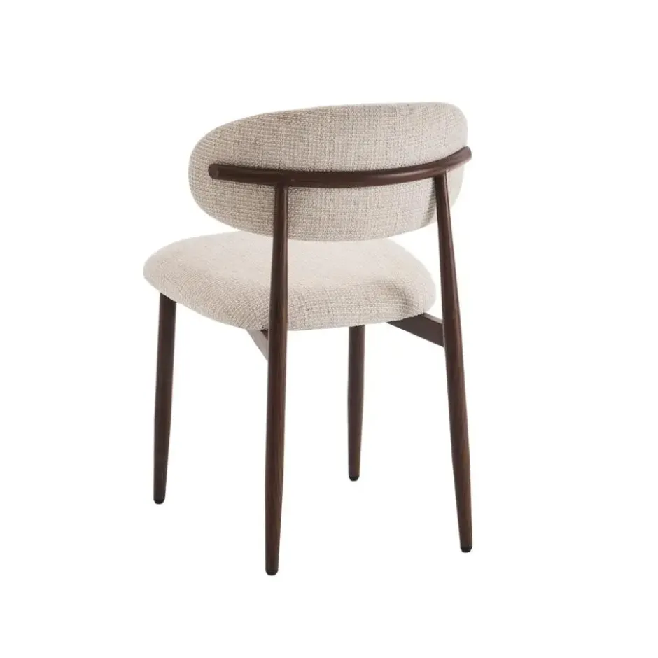 Eetkamerstoelen Celia Beige Walnoot Santi Set van 4
