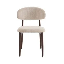 Eetkamerstoelen Celia Beige Walnoot Santi Set van 4