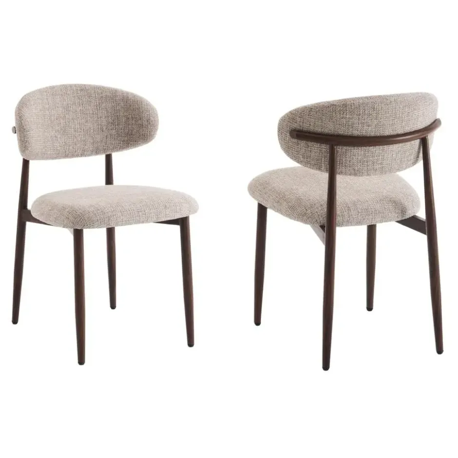 Eetkamerstoelen Celia Taupe Walnoot Santi Set van 2