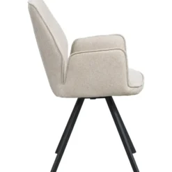 Eetkamerstoel Raffy met armleuning - stof - beige