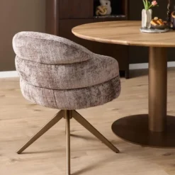 Eetkamerstoel Taupe/Brons - Draaibaar - Bella - Set van 2