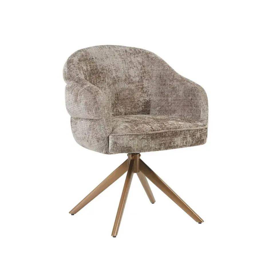 Eetkamerstoel Taupe/Brons - Draaibaar - Bella - Set van 2