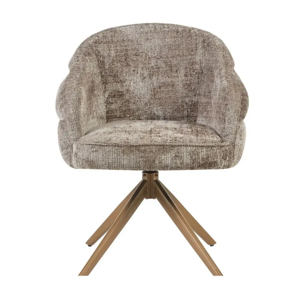 Eetkamerstoel Taupe/Brons - Draaibaar - Bella - Set van 2