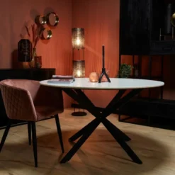 Eetkamertafel Rond Wit Marmer - 130x130x76cm - Lynn