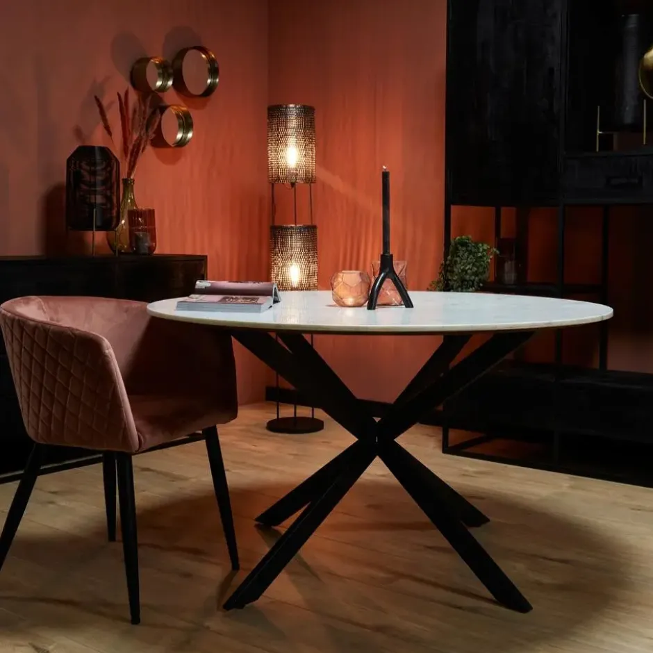 Eetkamertafel Rond Wit Marmer - 130x130x76cm - Lynn