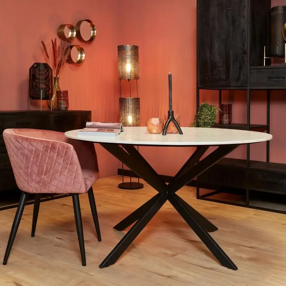 Eetkamertafel Rond Wit Marmer - 130x130x76cm - Lynn